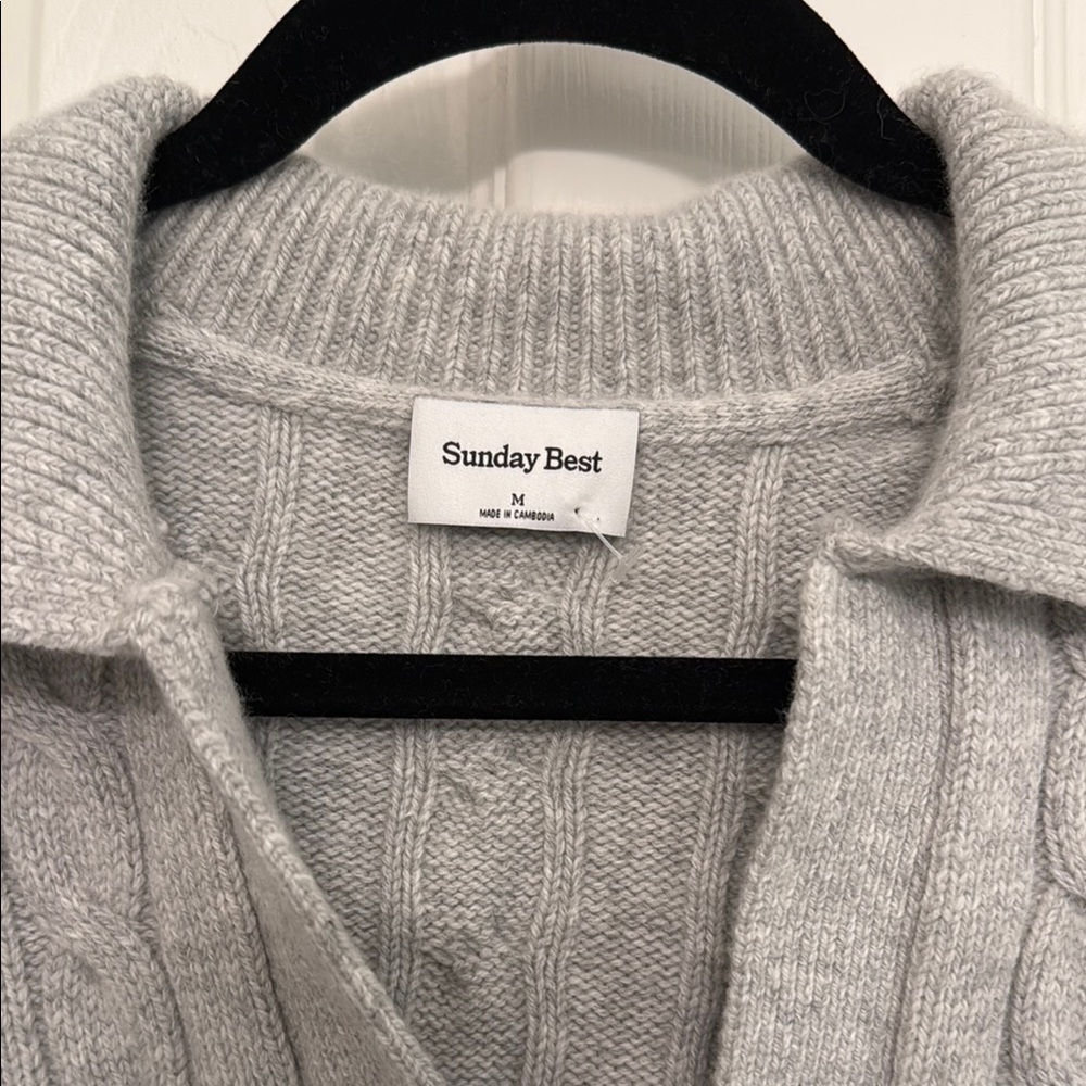Gray Cable Knit Sweater - image 2